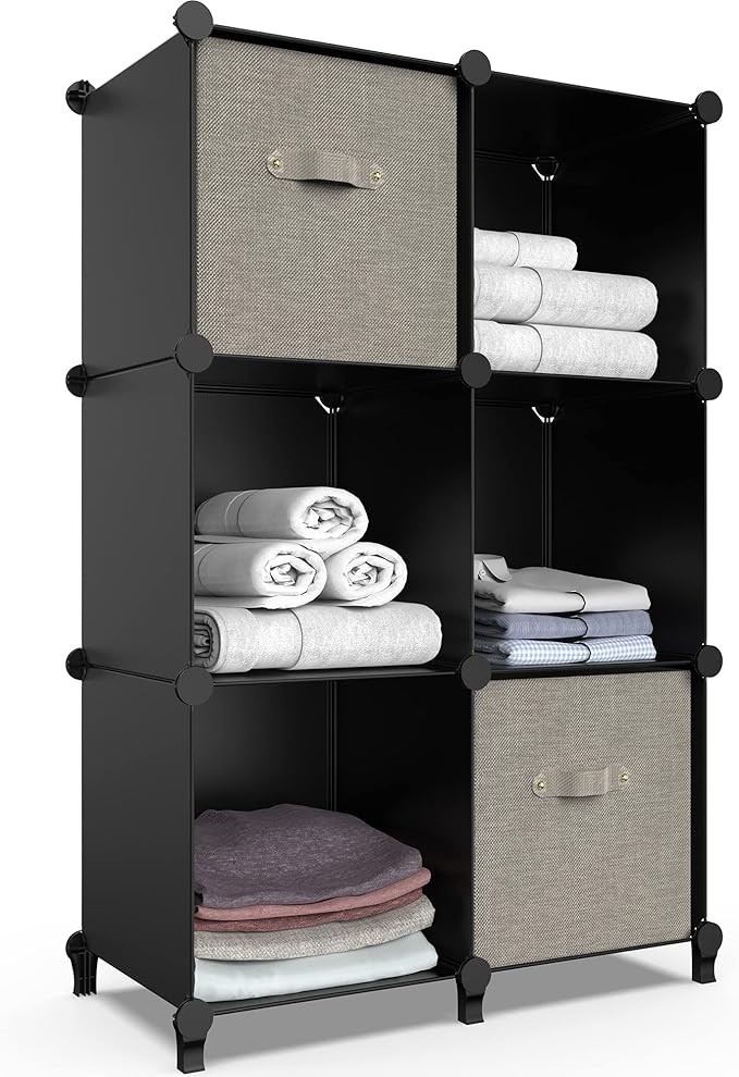 HOMIDEC 6-Cube Storage Organizer, Closet Organizer Storage Cabinet Shelf Bookcase Bookshelf,Storage Cubes Organizer Cabinet for Kids,Closet, Bedroom,Bathroom
